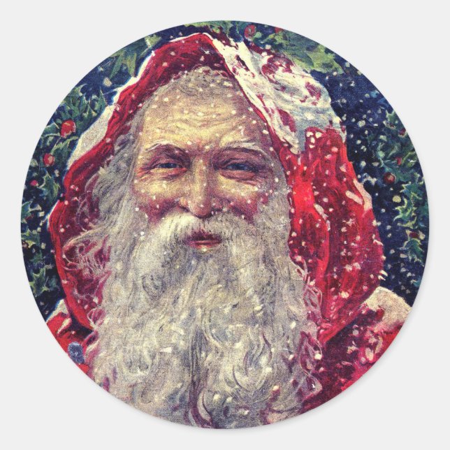 Vintager Viktorianischer Weihnachtsmann Runder Aufkleber (Vorderseite)