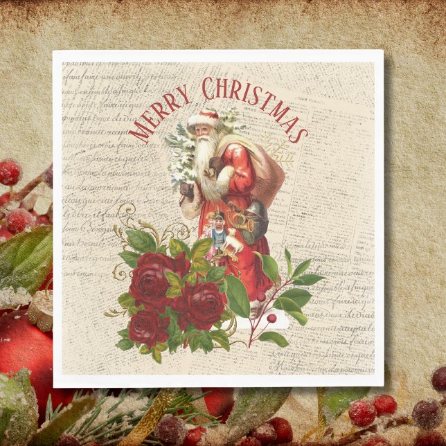 Vintager Viktorianischer Weihnachtsmann Serviette (Von Creator hochgeladen)