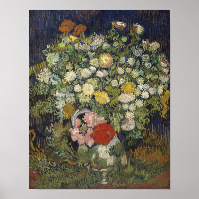 Vintager Vincent Van Gogh Bouquet von Blume Poster (Vorne)
