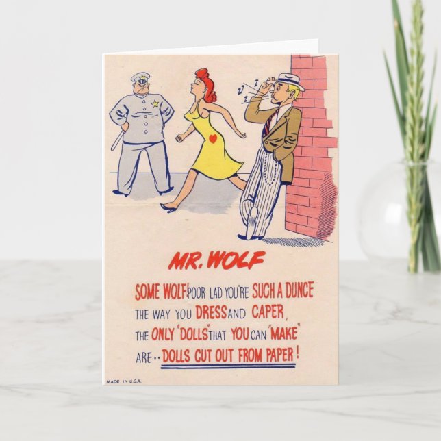 Vintager Vinegar Valentine - Herr Wolf, Feiertagskarte (Vorderseite)