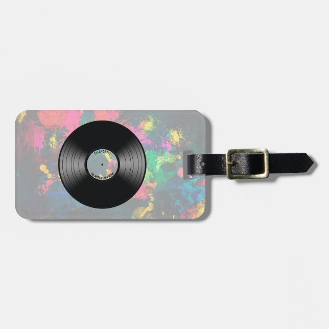 Vintager Vinylmusik-Aufzeichnungs-Nachtklub oder Gepäckanhänger (Vorderseite horizontal)