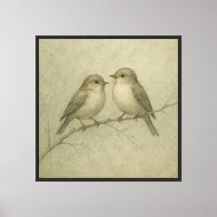 Vintager Vogel auf Zweig Leinwanddruck