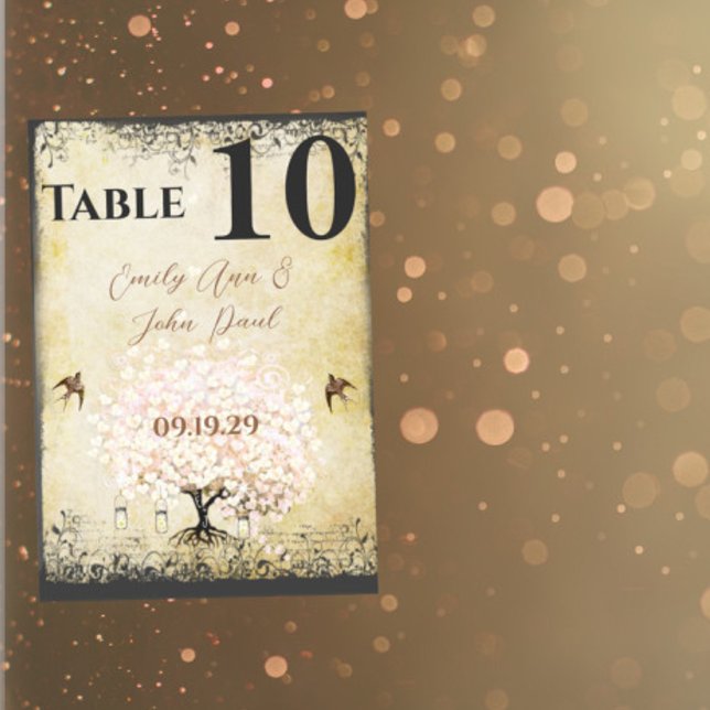 Vintager Vogel aus dem Herzen Tischnummer (Von Creator hochgeladen)