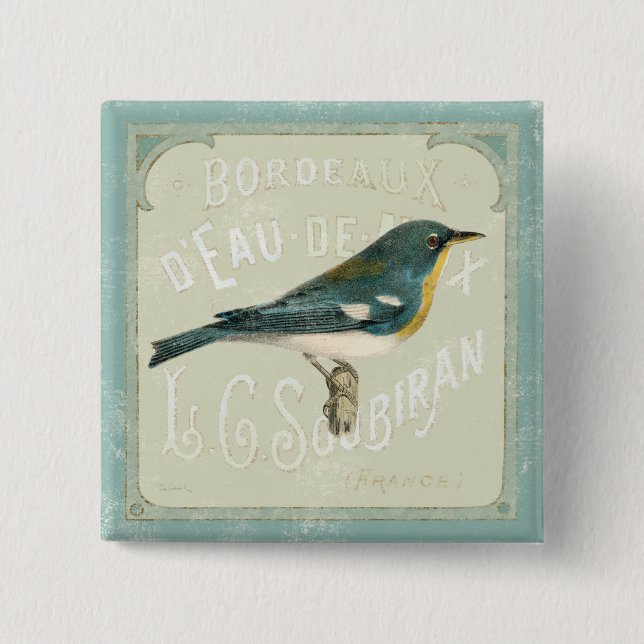 Vintager Vogel, der das Recht gegenüberstellt Button (Vorderseite)
