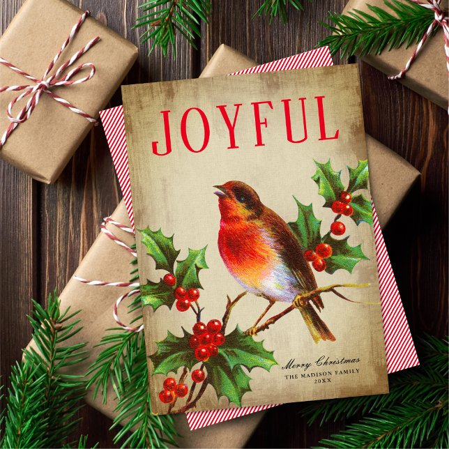 Vintager Vogel + Holly-Blätter Nicht-Foto-Urlaubsk (Von Creator hochgeladen)