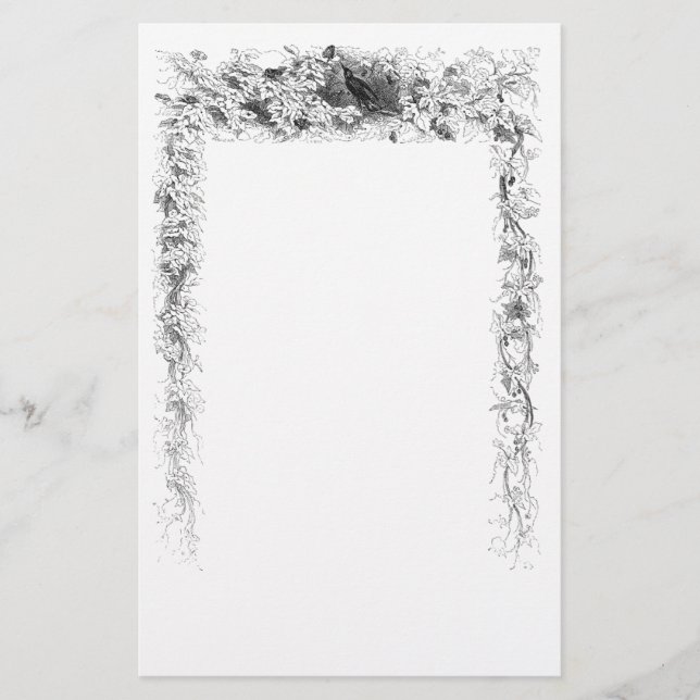 Vintager Vogel im Weinstock Briefpapier (Vorderseite)