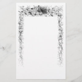 Vintager Vogel in Schwarz-Weiß-Abbildung Briefpapier