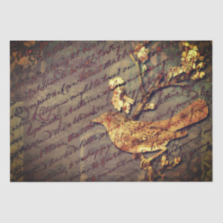 Vintager Vogel & Script A Shabby Chic Decoute Seidenpapier