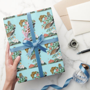 Vintager Vogel und Schmetterling Geschenkpapier