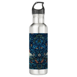 Vintager Vogel William Morris florale Vogelkunst Edelstahlflasche