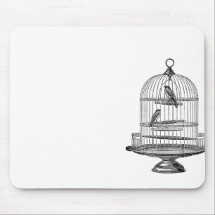Vintager Vogelkäfig mit Vögeln...Mousepad Mousepad