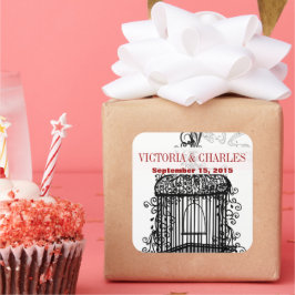 Vintager Vogelkäfig Quadratischer Aufkleber