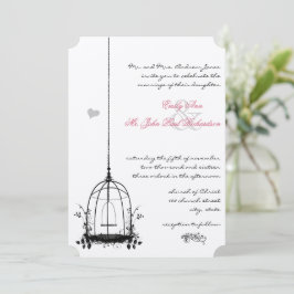 Vintager Vogelkäfig Rote Akzente Hochzeitseinladun Einladung