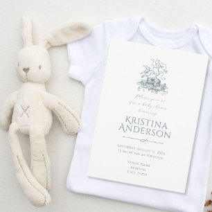 Vintager Vogelnest QR Code Kinderdusche Einladung