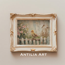 Vintager Vogelspringtime-Malerei Landhaus Poster