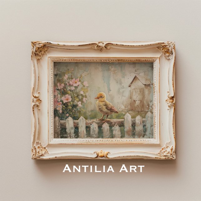 Vintager Vogelspringtime-Malerei Landhaus Poster (Von Creator hochgeladen)