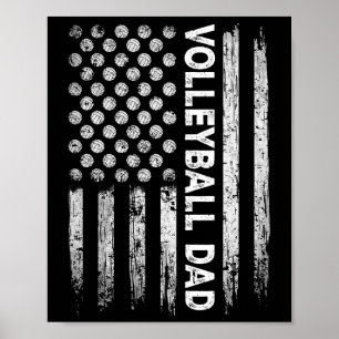 Vintager Volleyball-Vater Usa Flag Retro Vatertag Poster