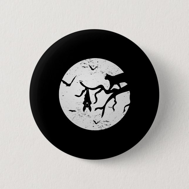Vintager Vollmond Katzenbast Tree Spooky Halloween Button (Vorderseite)