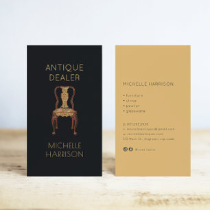 Vintager Vorsitzender Antiquitätenhändler Innenarc Visitenkarte