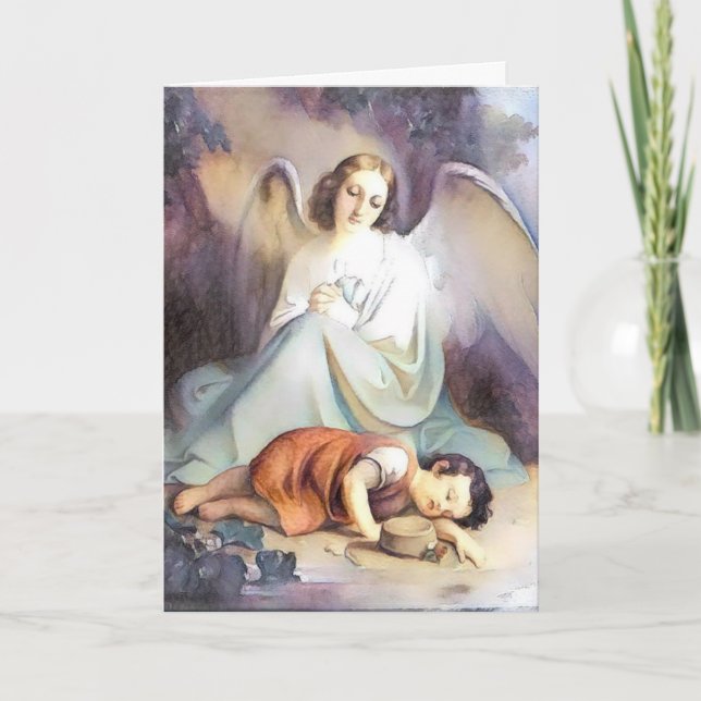 Vintager Wächter Angel Religiöse Kinderkriptur Karte (Vorderseite)