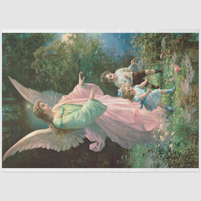 Vintager Wächter Engel Angeln Christliche Kunst Seidenpapier (Vorderseite)