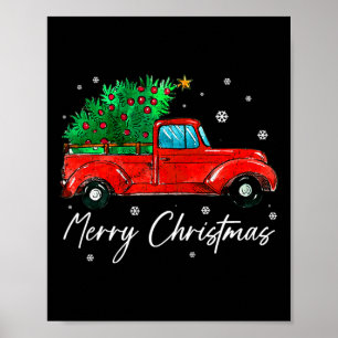 Vintager Wagen Weihnachten - Baum auf dem Auto Xma Poster