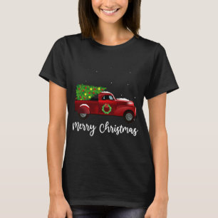 Vintager Wagon Weihnachtsbaum auf Auto Xmas Urlaub T-Shirt
