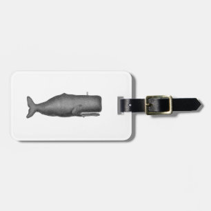 Vintager Wal aus dem 19. Jahrhundert, der N Zeichn Gepäckanhänger