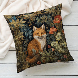 Vintager Waldfox Botanischer Blumengarten Kissen