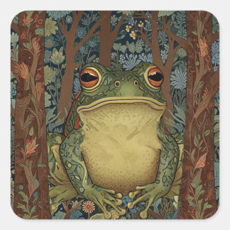 Vintager Waldfrosch Quadratischer Aufkleber
