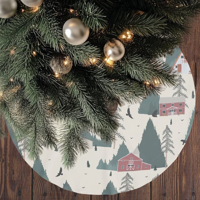 Vintager WaldWinter Polyester Weihnachtsbaumdecke (Von Creator hochgeladen)