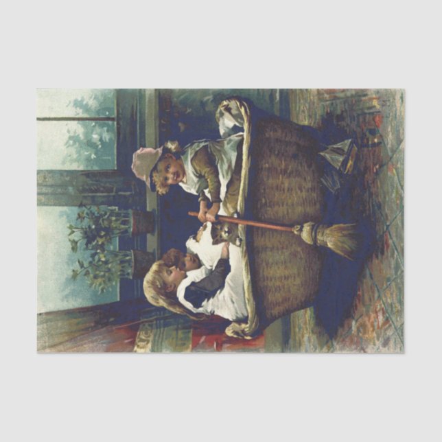 Vintager Warenkorb Seidenpapier (Vorderseite)