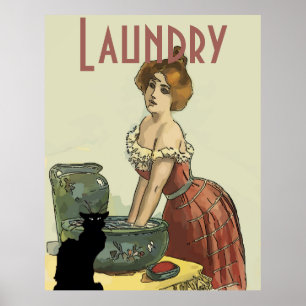 Vintager Waschraum, Chat Noir, Textposter bearbeit Poster