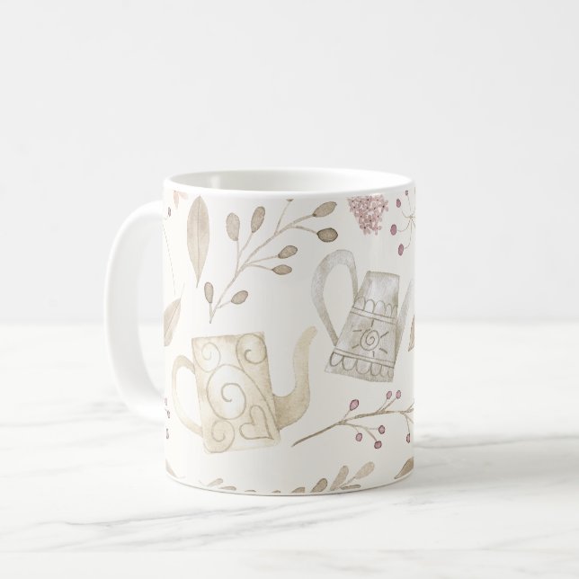 Vintager Wasserfarben Garten Blumenstrauch Kaffeetasse (Vorderseite Links)