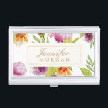 Vintager Watercolor gemalter Blumen-Monogramm-Name Visitenkarten Etui<br><div class="desc">Vintager Watercolor gemalter Blumen-Monogramm-Name - personalisierter stilvoller und einzigartiger Geschäfts-Kartenhalter. Dieser Entwurf ist für Wedding Koordinator,  Ereignis-Planer,  modernen Make-upkünstler,  Handwerks-Künstler,  Mode-Stylisten,  Haar-Stylisten,  Nagel-Techniker,  Beautician,  Cosmetologist,  Esthetician,  Friseur,  WELLNESS-CENTER Speicher,  Salon-Speicher und mehr perfekt.</div>