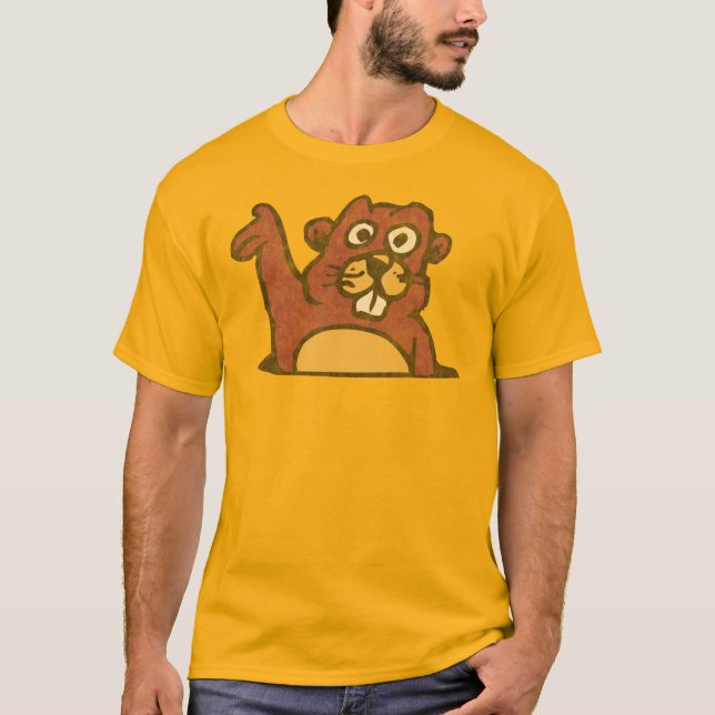Vintager Waving Gopher T-Shirt (Vorderseite)