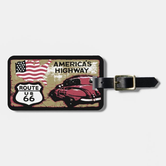 Vintager Weg US 66 Gepäckanhänger (Vorderseite horizontal)