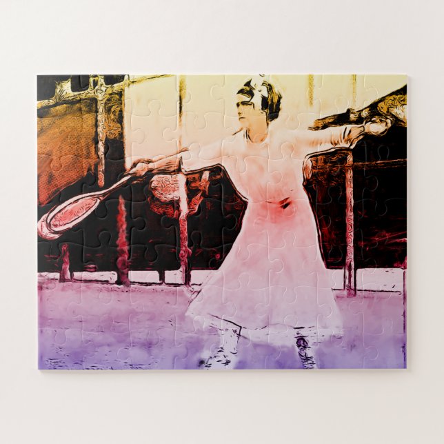 Vintager weiblicher Tennisspieler - (Horizontal)