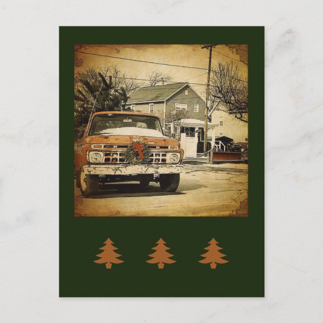 Vintager Weihnachts-Klassiker LKW Postkarte (Vorderseite)
