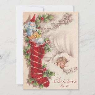 Vintager Weihnachtsabend-Strumpf Feiertagskarte