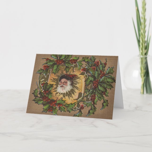 Vintager Weihnachtsanfang Feiertagskarte (Vorderseite)