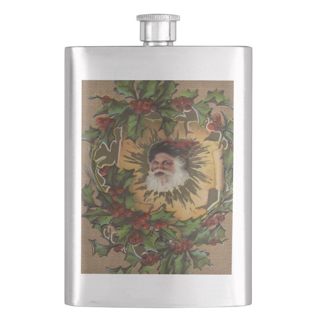 Vintager Weihnachtsanfang Flachmann (Vorderseite)