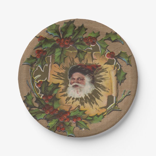 Vintager Weihnachtsanfang Pappteller (Vorderseite)
