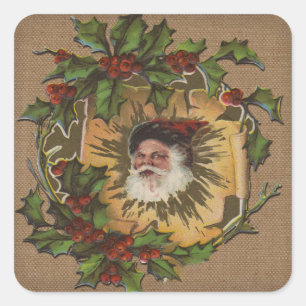 Vintager Weihnachtsanfang Quadratischer Aufkleber