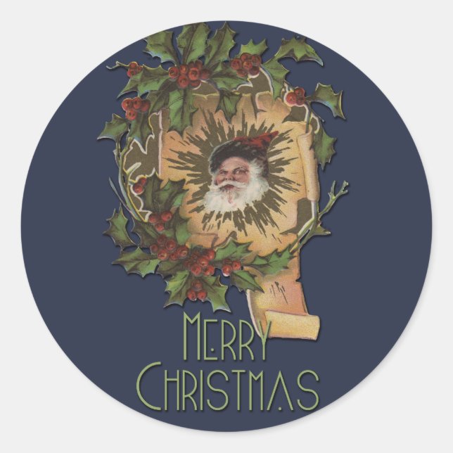 Vintager Weihnachtsanfang Runder Aufkleber (Vorderseite)