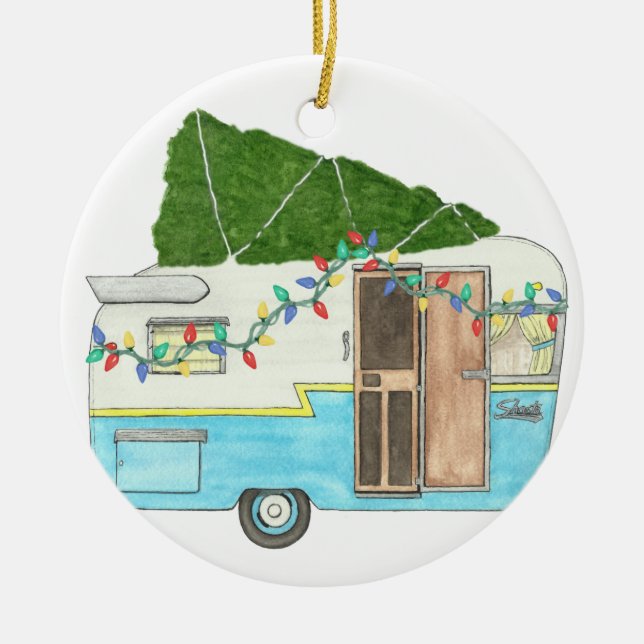 Vintager Weihnachtsanhänger Keramik Ornament (Vorne)