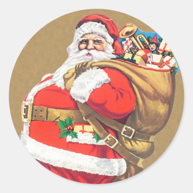 Vintager Weihnachtsaufkleber Runder Aufkleber (Vorderseite)