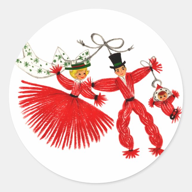 Vintager Weihnachtsaufkleber Runder Aufkleber (Vorderseite)