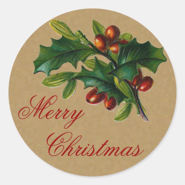 Vintager Weihnachtsaufkleber Runder Aufkleber (Vorderseite)