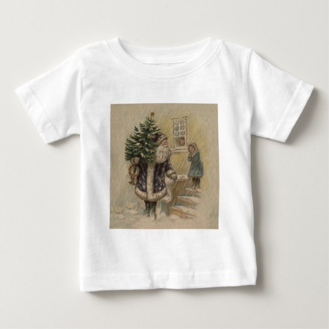 Vintager Weihnachtsbaum Baby T-shirt (Vorderseite)